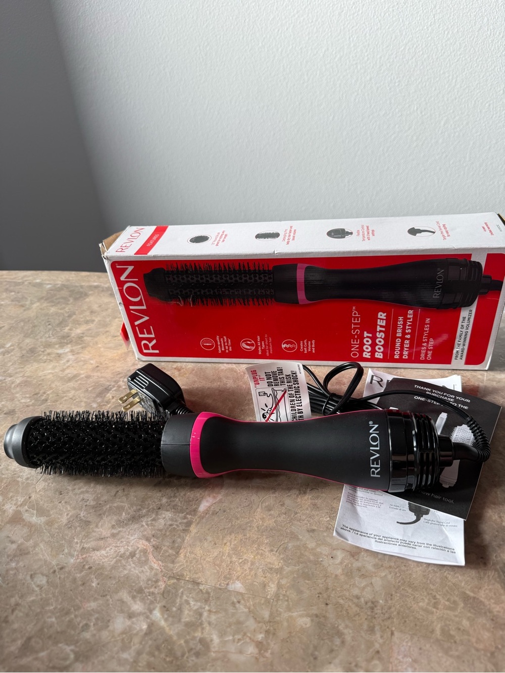Revlon Black and Pink One-Step root booster Styling Brush